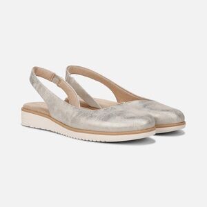 Naturalizer Silver Metallic Slingback Comfort Flats Platform Cushioned Shoes